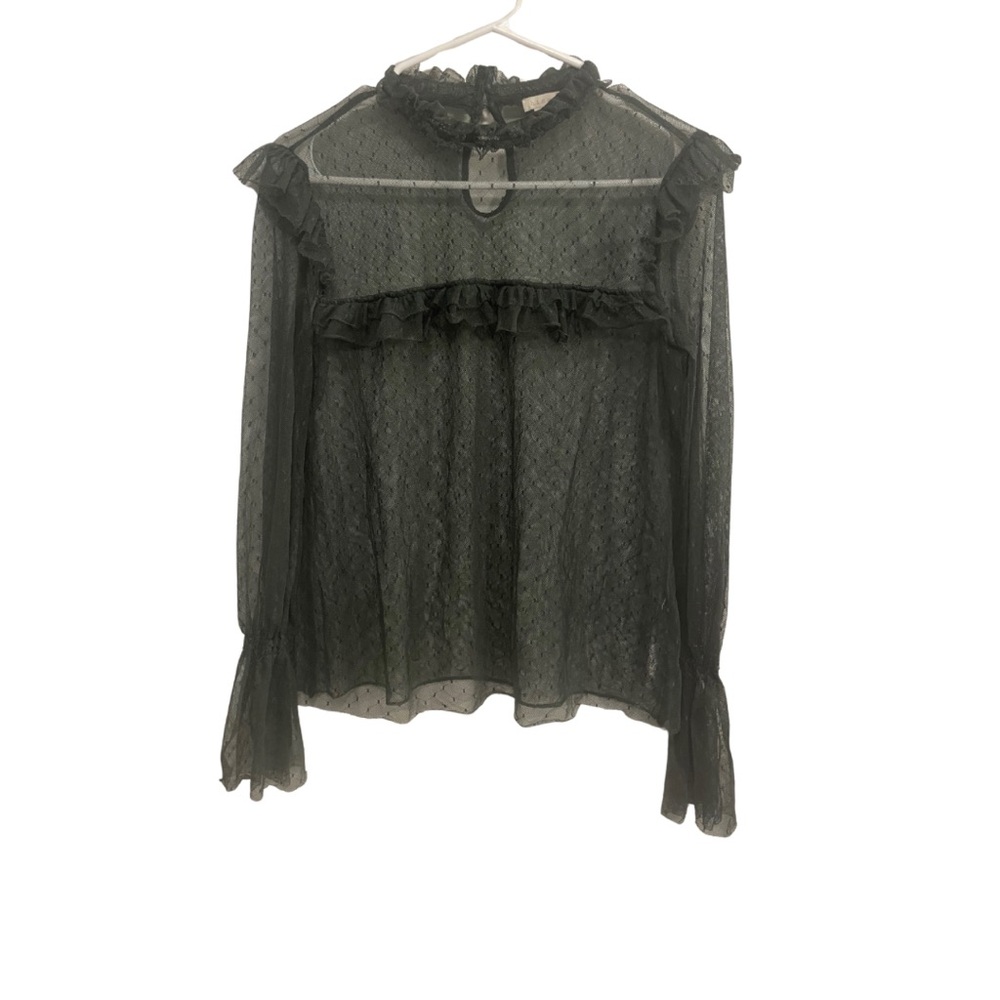 Hinge Dark Green Mesh Top